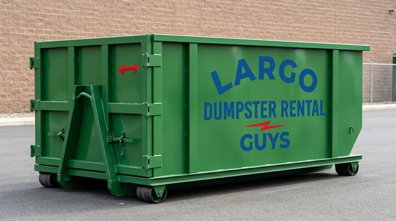 Largo Dumpster Rental Guys roll-off container and truck working a job in Pinellas County Largo Dumpster Rental Guys roll-off container and truck working a job in Pinellas County